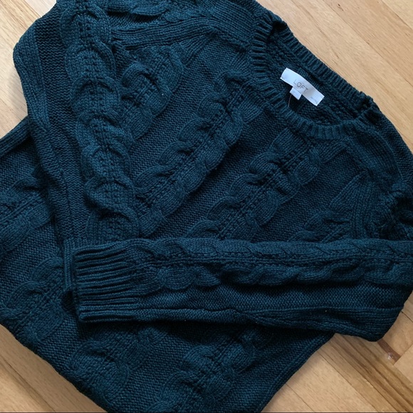 NWT Loft Green Cable Sweater - medium petite - Picture 2 of 8